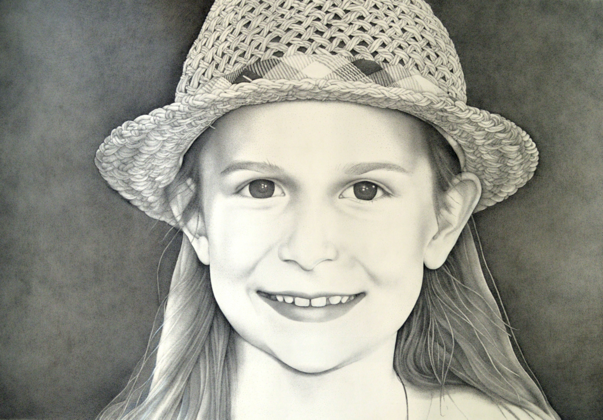 portret Senna met hoedje, inkt op papier